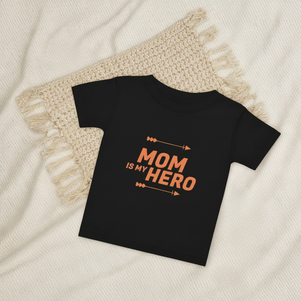 Baby Jersey T-Shirt Mom is My Hero sin muñecos